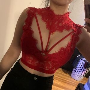 Red bralette crop top